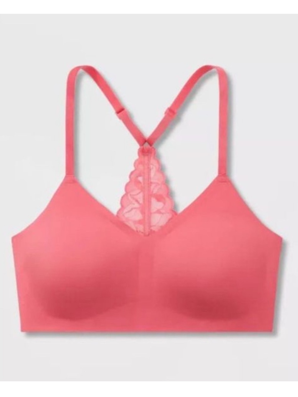 True & Co. Everybody Pink Lace Racerback Bralette Size Medium